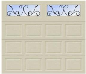 Almond Grandview short panel with rectangular wrought iron windows